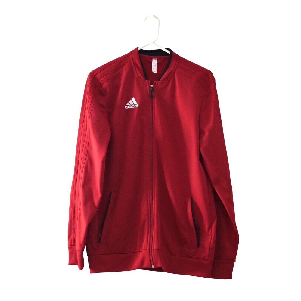 ADIDAS Womens Jogging Tracksuit Top Jacket UK 15-16Y XL Red Polyester
